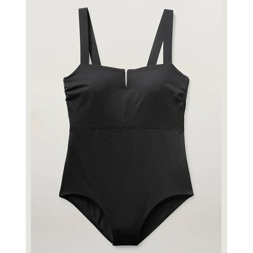 Athleta  Square  V Neck One Piece Women's‎ Swimsuit Size M Black  38B/C